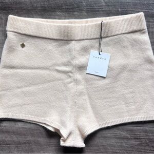 Sandro Cream Knit High-Waist Shorts